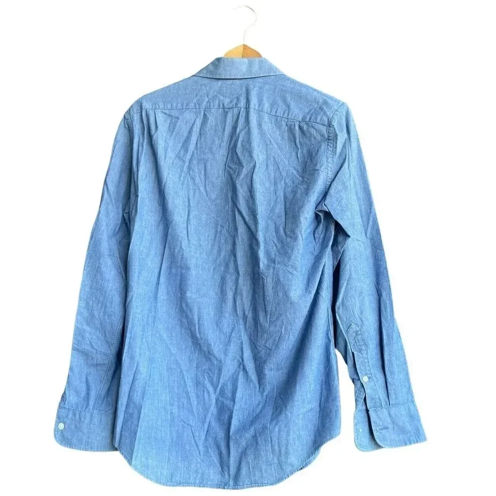 J.Crew Ludlow Albiate Men’s Chambray Shirt Size Small Button Blue Long Sleeve